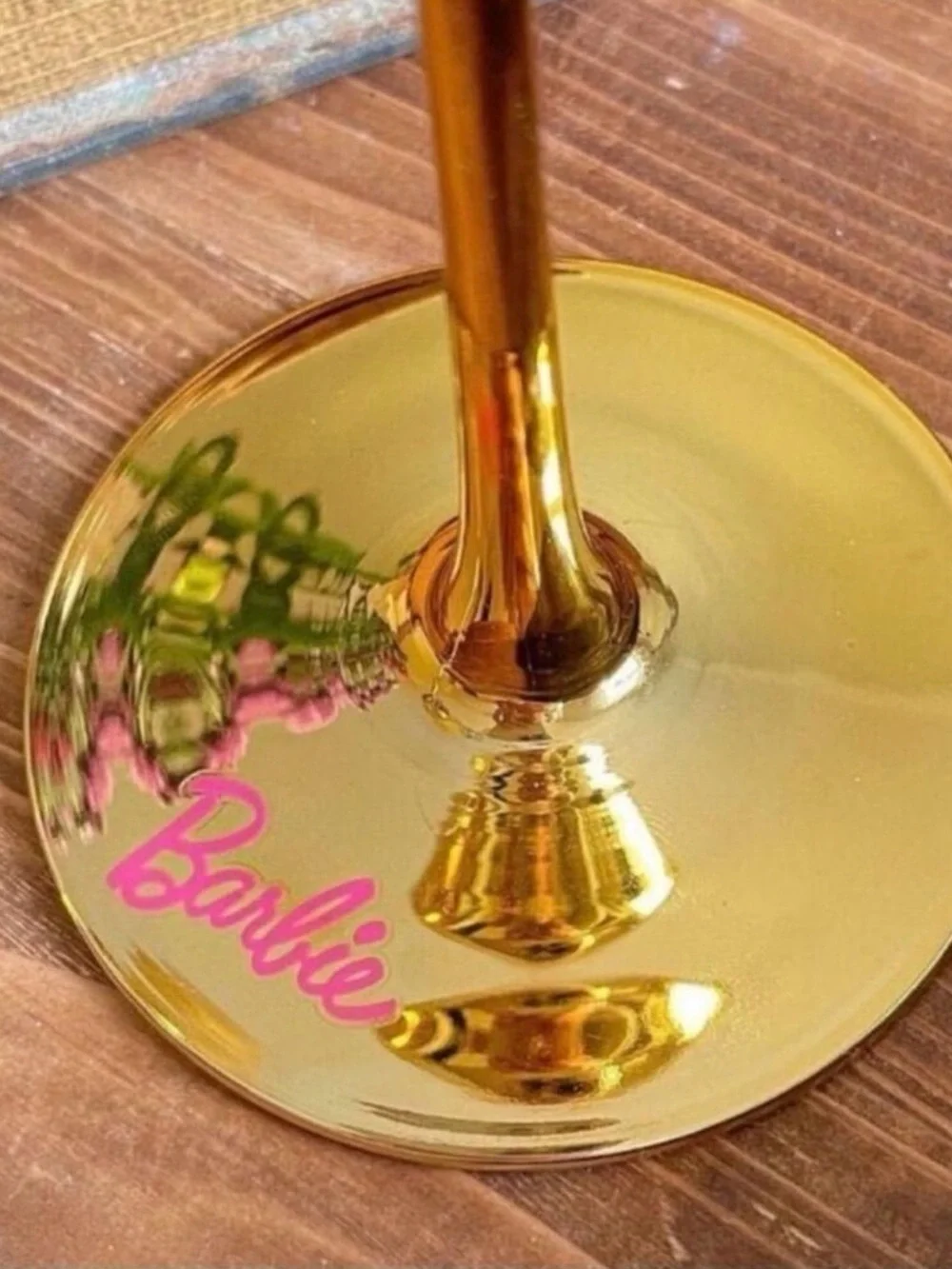 Barbie Gold Wine Glasses with Pink Interior - Set of 2